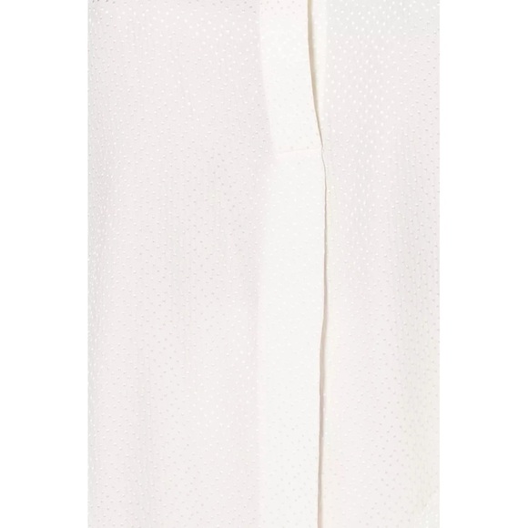 Vince Dot Silk Jacquard Popover Off White Banded Collar Blouse Sz XS - Picture 3 of 16